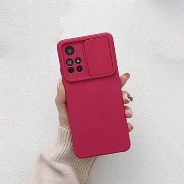 Imagem de Capa de telefone de silicone de proteção de câmera deslizante de cor sólida para xiaomi para redmi note 11 10 pro max 10c 9 9 t 9s capa macia à prova de choque, vermelho camélia, para redmi note 9 pro