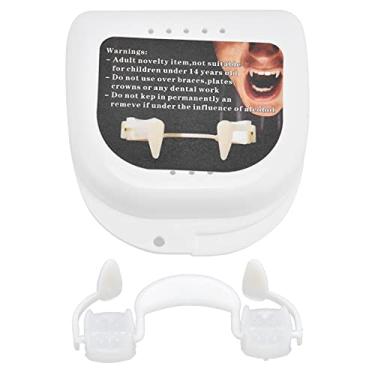 Imagem de Dentes falsos de vampiro,aparelhos de dentes falsos assustadores de Halloween, dentaduras pl¨¢sticas reutiliz¨¢veis ??para adultos adere?os de fantasia de festa de carnaval, Presas de vampiro sili