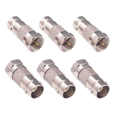 Imagem de RFaha 6 pçs plugue macho tipo F para conector fêmea BNC adaptador coaxial RF para antena câmera CCTV (F129-6)