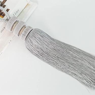 Imagem de Cortina de borla gravatas penduradas pires bola bola pendurada cortina de bola pendurada corda amarrando acessórios de cortina suportes de cortina, cinza, 2 peças