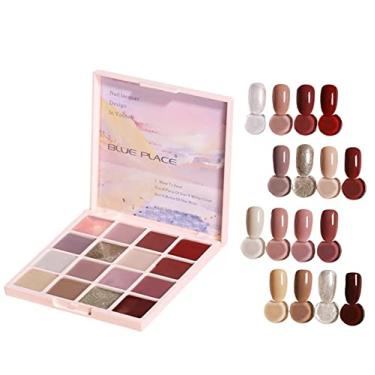 Imagem de Yajun Paleta de gel de esmalte de unhas, sólido, 16 cores, kit de manicure de arte de verão, salão semipermanente, creme de pudim, pintura de gel em casa para mulheres, F, 9,5 * 9,1 cm
