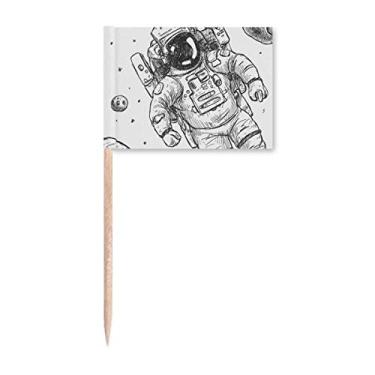 Imagem de Universe Alien Monster Astronauta Bandeiras de palito de dente Topper Decoração de festa