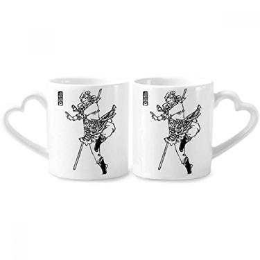 Imagem de China Chinese Masterpiece Peregrinação Desenho Casal Caneca Porcelana Conjunto de Cerâmica Amante Copo Punho Coração