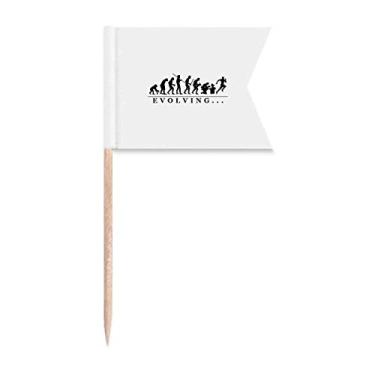 Imagem de Bandeiras de palito de dente com movimento humano de macaco evolucionário, marcação de rotulagem para bolo de festa, prato de queijo