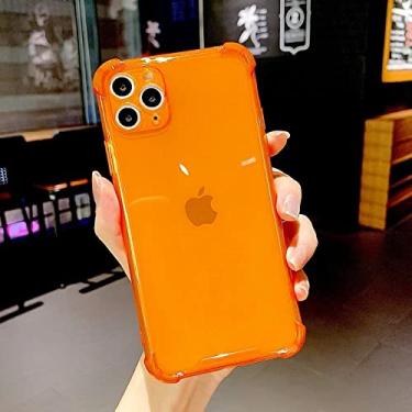 Imagem de Capa de telefone cor doce transparente macia para iPhone 14 13 11 12 Pro Max Mini XS X XR Max 7 8 Plus SE Bumper Tampa traseira laranja para iPhone 13 Pro
