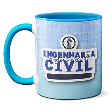 Imagem de Caneca Engenharia Civil Quis Abalar Minha Estrutura Logo Eu (Azul)