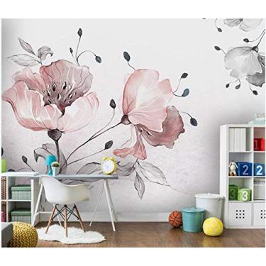 Imagem de Papel de parede 3D personalizado qualquer tamanho mural europeu simples aquarela flor decoração casa foto papel de parede na sala de estar 350 cm (C) × 245 cm (A)