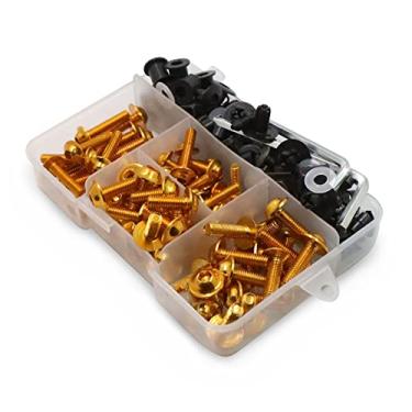 Imagem de Worldmotop Kit de parafusos de carenagem universal compatível com Yamaha Honda Kawasaki Suzuki BMW, kits de parafusos de carenagem kit de parafusos e porcas métricos (amarelo)