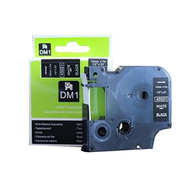 Imagem de Fita Refil Compatível D1 45021 Preta com letra branca 12mm para Rotulador Dymo LM150 LM160P LM210D LM420P LM500TS Color Pop