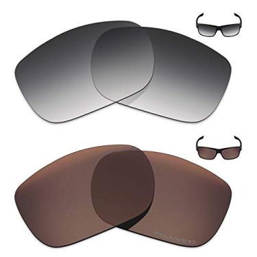 Imagem de Mryok+ 2 pares de lentes polarizadas de substituição para óculos de sol Oakley Two Face – Cinza dégradé Tom / Bronze Marrom
