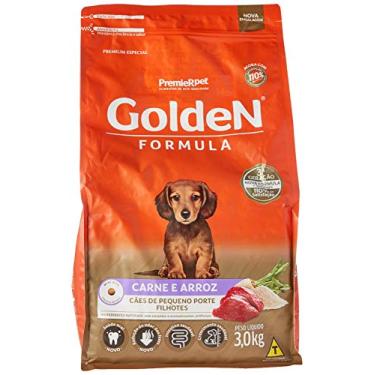 Imagem de Ração Golden Fórmula Mini Bits para Cães Filhotes Raças Pequenas Sabor Carne e Arroz, 3kg Premier Pet Para Todas Pequeno Filhotes,