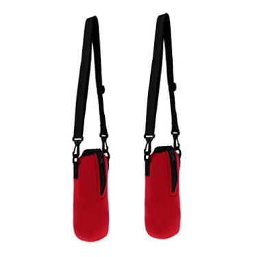 Imagem de Menolana Bolsa de Água Isolada com 2 Peças e Alça de Ombro Ajustável - Bolsa Térmica para Garrafa Esportiva Grande 750 ml Vermelho