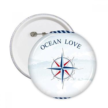 Imagem de Bússola Ocean Love Sea Sailing Pattern Pinos Redondos Emblema Decoração de Roupas 5 peças Presente