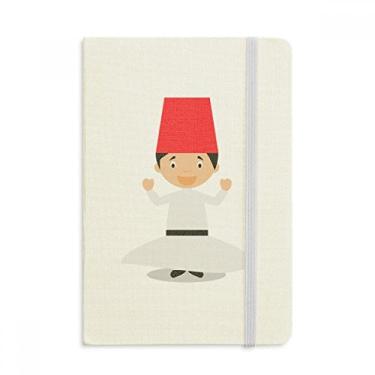 Imagem de Caderno branco com desenho de Dervishe em tecido com capa dura e diário clássico
