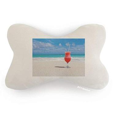 Imagem de DIYthinker Almofada para decoração de pescoço com imagem de suco de melancia Ocean Sand Beach almofada para apoio de cabeça