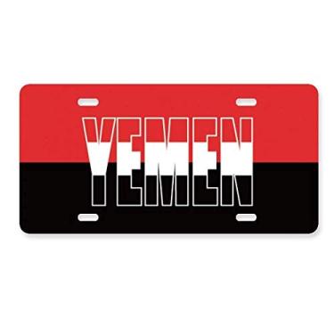 Imagem de DIYthinker Placa de carro com nome da bandeira do Iêmen em aço inoxidável para decoração de carro