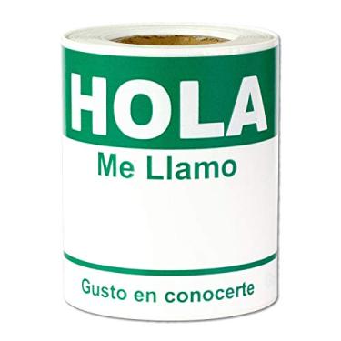 Imagem de Adesivos adesivos Pulgadas Hola me Llamo Etiquetas 2-5/16 x 4 (100 por rolo, Verde)