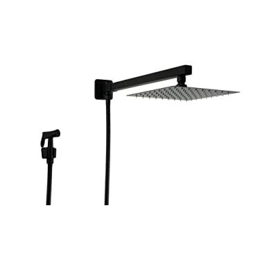 Imagem de Ducha Chuveiro Preto Fosco Inox 20 cm com Ducha Manual com Trava