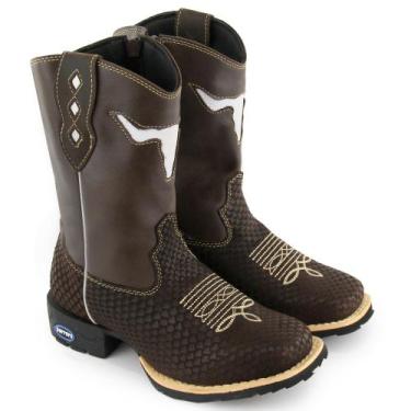 Imagem de Bota Texana Bico Quadrado Country Em Couro Meninos - Carrero Boots