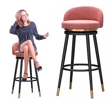 Imagem de Cadeiras de jantar cadeiras de sala de jantar banqueta de bar com encosto conjunto de 1/2,25,6 polegada banco de altura de balcão de veludo cadeira de bar giratória estofada moldura de metal preto para cozinha ilha sala de jantar pátio tudo é