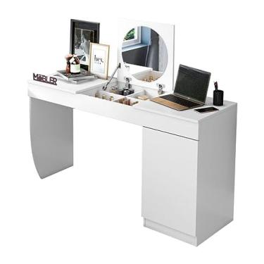 Imagem de Penteadeira Camarim Escrivaninha Crystal Branco Fosco - Mobler