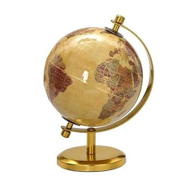 Imagem de Globo Terrestre Decorativo De Mesa Bege e Dourado 34cm
