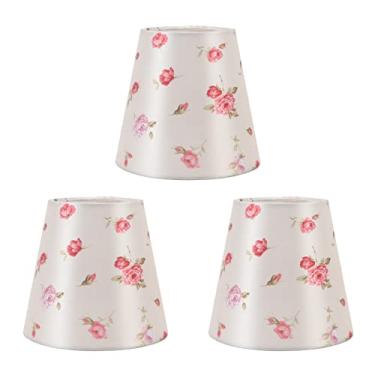 Imagem de Abajur de tecido 3 peças, elegante padrão floral pequeno, abajur clássico à prova de poeira, estilo moderno simples, decoração de casa, adequado para candelabro de parede escritório