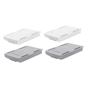 Imagem de NOLITOY 4 Pçs Escrivaninha Para Escritório Autodesktop Plástico Cinza Armazenamento Suporte Autoadesivo Tipo Branco+Branco+Cinza Pendurado Parede Estojo De Mesa Lixeiras Gaveta