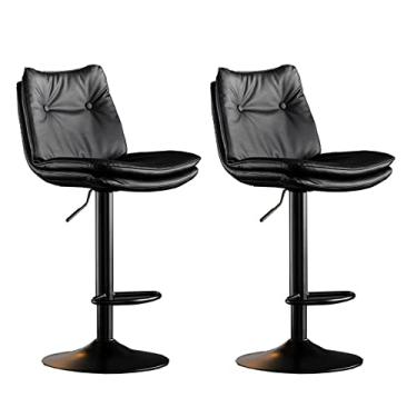 Imagem de Cadeiras de jantar cadeiras de sala de jantar banqueta de bar giratória, banco de bar de couro PU, altura ajustável com encosto e apoio para os pés para sala de jantar, ilha de cozinha, pub, bar, tudo está bem