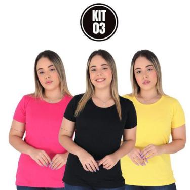 Imagem de Kit 3 Camisetas Feminina Long Line Blusa Fitness Comprida Academia Ves