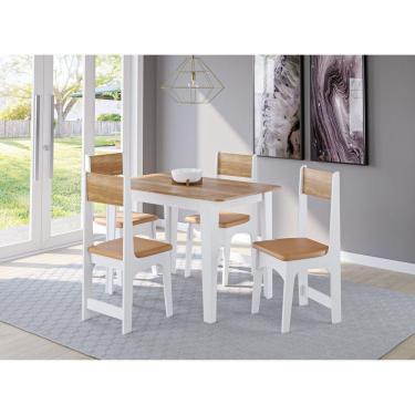 Imagem de Conjunto Sala de Jantar Mesa Nicoli Retangular 110x68cm com 4 Cadeiras Delta Mel/Branco