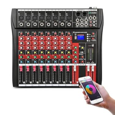 Imagem de Profissional Placa de Som Audio Mixer, 8 canais Mixer de placa de som com USB, Bluetooth para de Violão ao Vivo para Estúdio,Canto,DJ