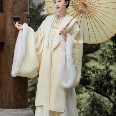 Imagem de Vestido Hanfu de Inverno Feminino Dinastia Chinesa Tang Conjuntos de Bordado Tradicional Traje Feminino de Natal Ano Novo Plus Size
