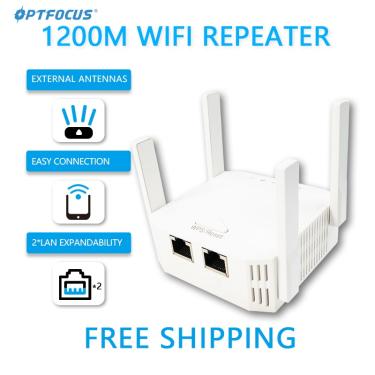 Imagem de OpenFOCUS-Repetidor Wi-Fi para roteador  extensor de alcance sem fio  4 antenas  2.4G  5G  2 LAN