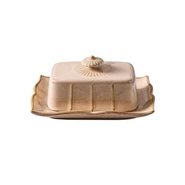 Imagem de Yajuyi Prato de Cerâmica para Manteiga, Retangular, Presentes de Boas-vindas, Sobremesa Deliciosa, Suporte para Bolo , Cáqui