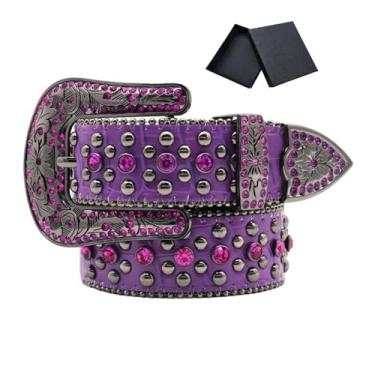 Imagem de Unisex Handmade Hip-hop Punk Style Fashion Versatile Trouser Belt Bb Belt Bb Simon Belt Men Western Belts For Woman (Color : Purple, Size : 110cm)