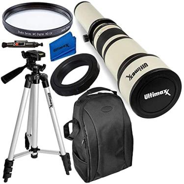 Imagem de Ultimaxx Kit de lentes de zoom teleobjetiva 650-1300 mm para Canon EOS Rebel T3, T3i, T4i, T5, T5i, T6, T7 T6i, T7i, SL1, SL2, EOS 60D, 70D, 77D, 80D, 5D III, 5D IV, 6D, 7D, 7D II e mais