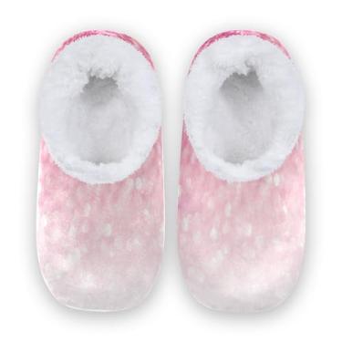 Imagem de CHIFIGNO Sapatos femininos vintage Fantasy Bubble para banheira, chinelos masculinos, chinelos de casa de hóspedes M-XXL, Glitter rosa branco, Large