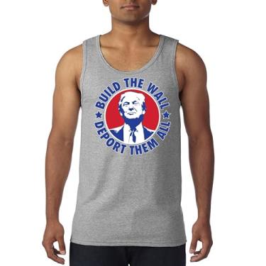 Imagem de Camiseta regata Donald Trump 2024 Build The Wall Deport Them All MAGA America First FJB Republican President 47 masculina, Cinza, XXG