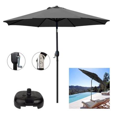 Imagem de Ombrelone 3 metros Com Base Manivela Articulado Maresias Para Piscina Cinza - AMZ
