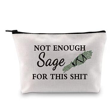 Imagem de JXGZSO Bolsa engraçada de sálvia presente de bruxa não é suficiente para esta bolsa de maquiagem de presente para amantes de sálvia, Saco de sálvia insuficiente