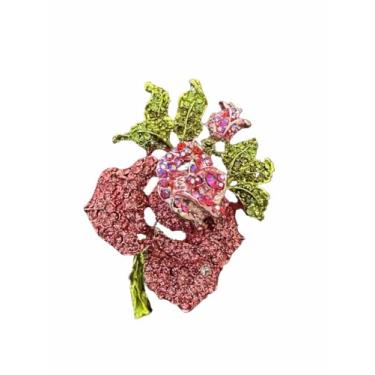 Imagem de Broche de flor de rosa para mulheres meninas acessórios elegantes joias esmaltadas strass em forma de rosa broche broche strass cristal grande flor lapela pinos para vestido terno chapéu saco