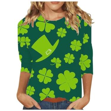 Imagem de Camisetas femininas do Dia de São Patrício com capuz Shamrock Green Irish Day Tops Lucky Irish Blessed, Verde menta - B, 3G