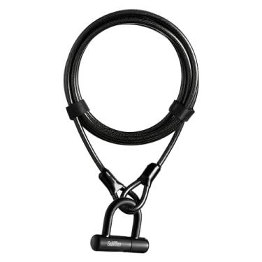 Imagem de Guliffen Cadeado Bike U com cabo, cabo de segurança de 4,5 m com alças, corrente antirroubo resistente e trava para motocicletas, bicicleta, portões, móveis de exterior