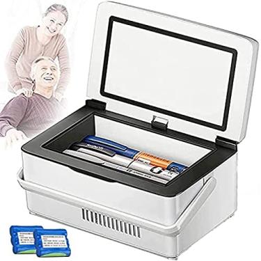 Imagem de Refrigerador de insulina, mini refrigerador inteligente portátil, mini refrigerador de insulina 0-18 °c, para carro/viagens/aeronaves, com bolsa de ombro, 2 baterias