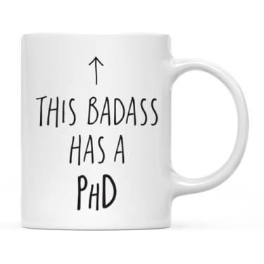 Imagem de Andaz Press 11oz. PhD Graduation Coffee Mug Gift, This Badass Has a PhD, Arrow Graphic, 1-Pack, Includes Gift Box, Cups for Graduate School Students of Class of 2022, Grad Diploma