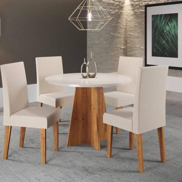 Imagem de Mesa de Jantar Redonda Spirit 90x90cm com 4 Cadeiras Venus Mel/Blonde/Bronze