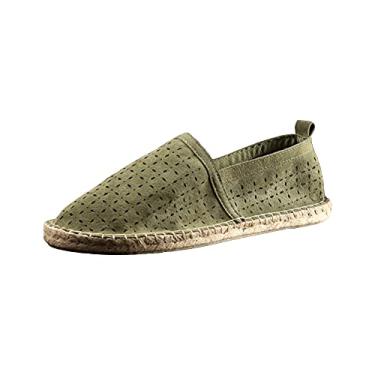 Imagem de Chinelos, chinelos, sapatos masculinos de couro respirável, sapatos de pescador de palha de tecido de palha sandálias respiráveis de couro, Verde, 43