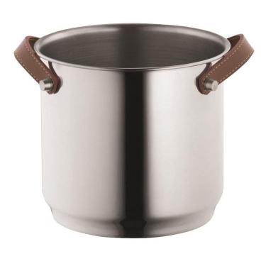 Imagem de Balde De Gelo Inox Champanheira Com Alças De Couro 4,5 Litros Bar Festa Garrafas Geladas Alto Padrão