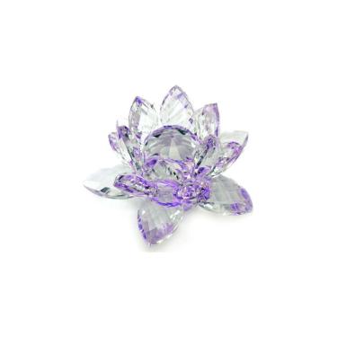 Imagem de Enfeite Decoração de Cristal Vidro Flor de Lotus Para Sala Quarto Cristaleira Pequeno 8CM